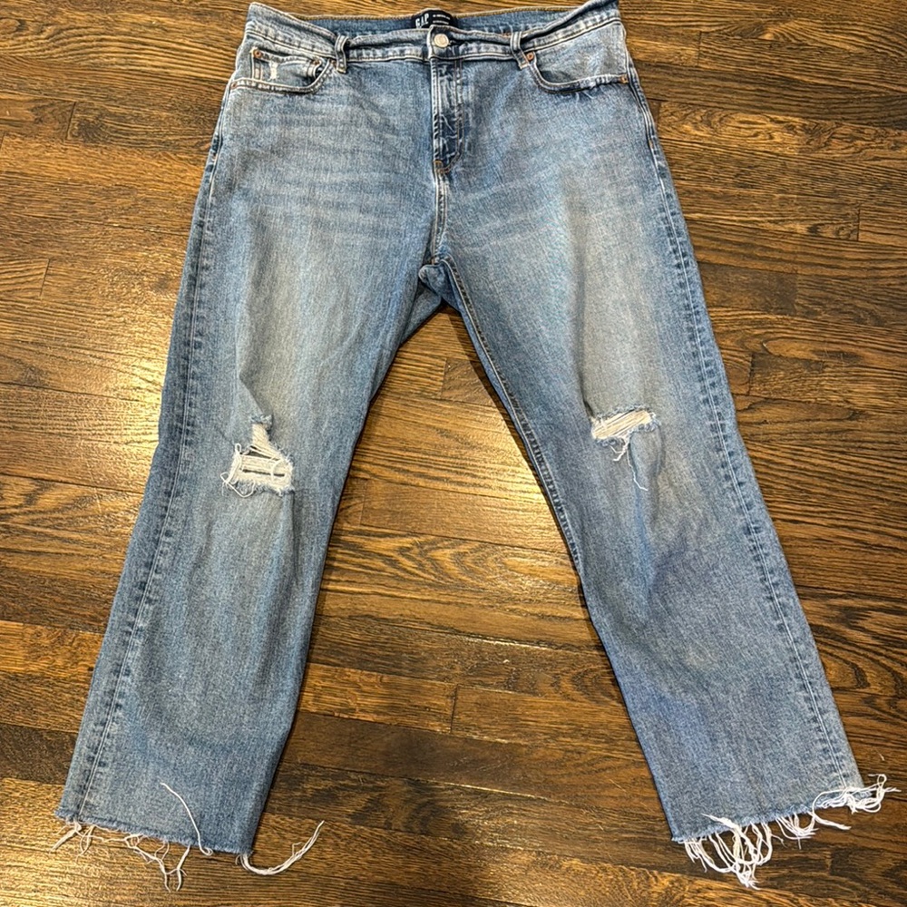 Gap distressed straight leg jeans